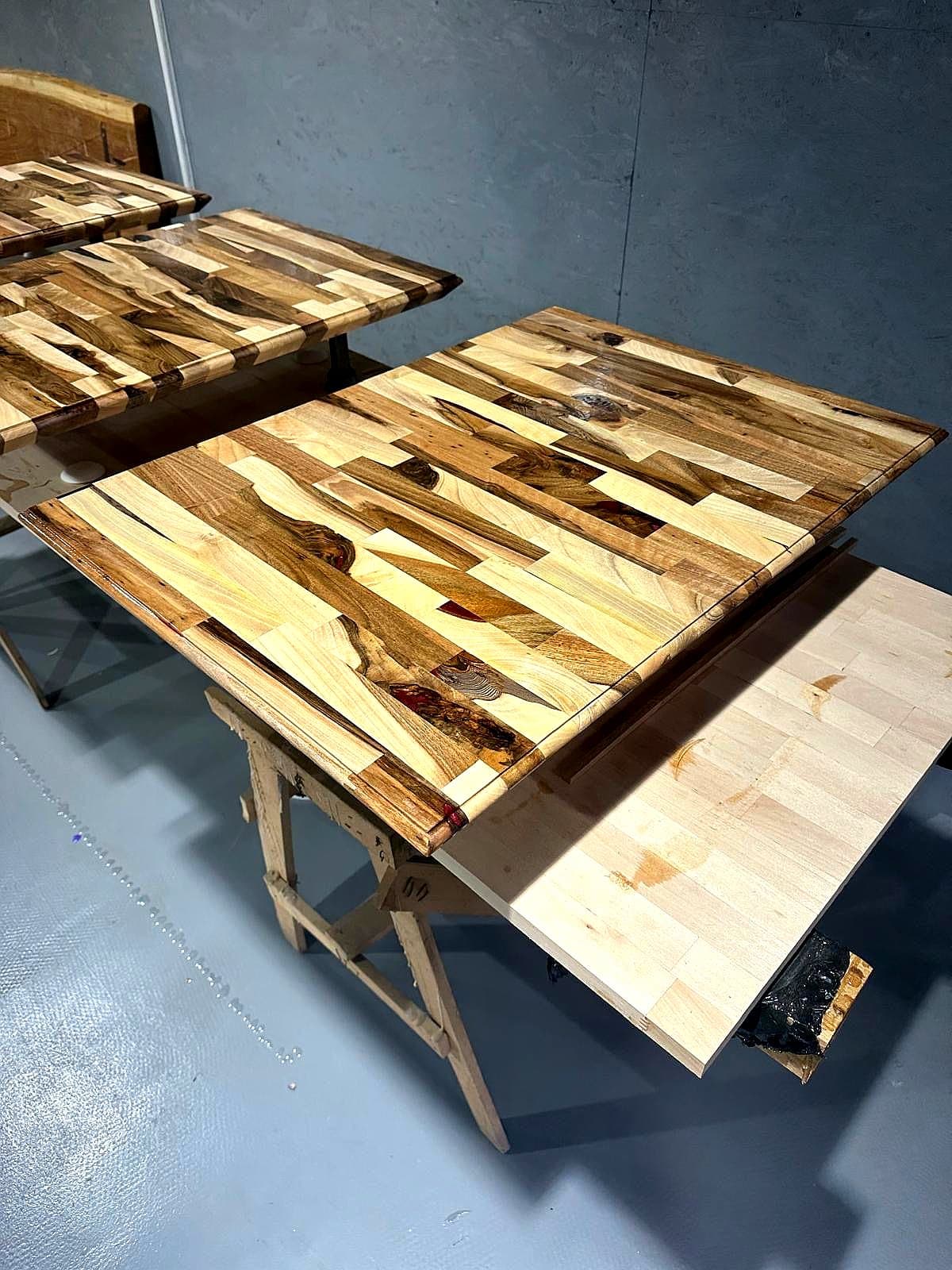 Handmade solid wood coffee table with live edge detail